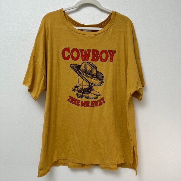Peach Love California Yellow "Cowboy Take Me Away" Dixie Chick oversized T-shirt - Picture 2 of 10